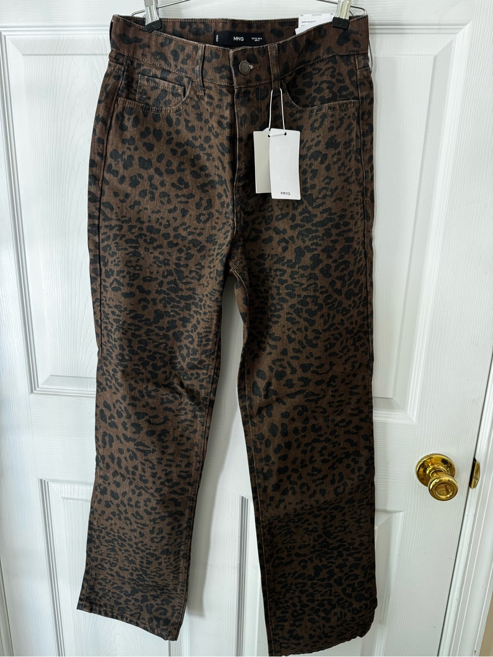 Mango Brown and Black Leopard Print Chinos